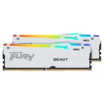 Memorie RAM Kingston 64GB DDR5 6000MHz CL30 Dual Channel Kit FURY Beast RGB White