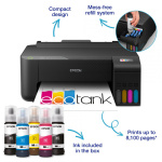 Imprimanta inkjet color CISS Epson L1230, dimensiune A4, viteza max 33ppm alb-negru, 15ppm color, rezolutie printer 5760x1440dpi, alimentare hartie 100 coli, imprimare fara margini, interfata: USB 2.0, consumabile: 103 ecotank Black, Cyan, Magenta, Yellow, C13T00S14A , C13T00S24A, C13T00S34A, - imagine 2