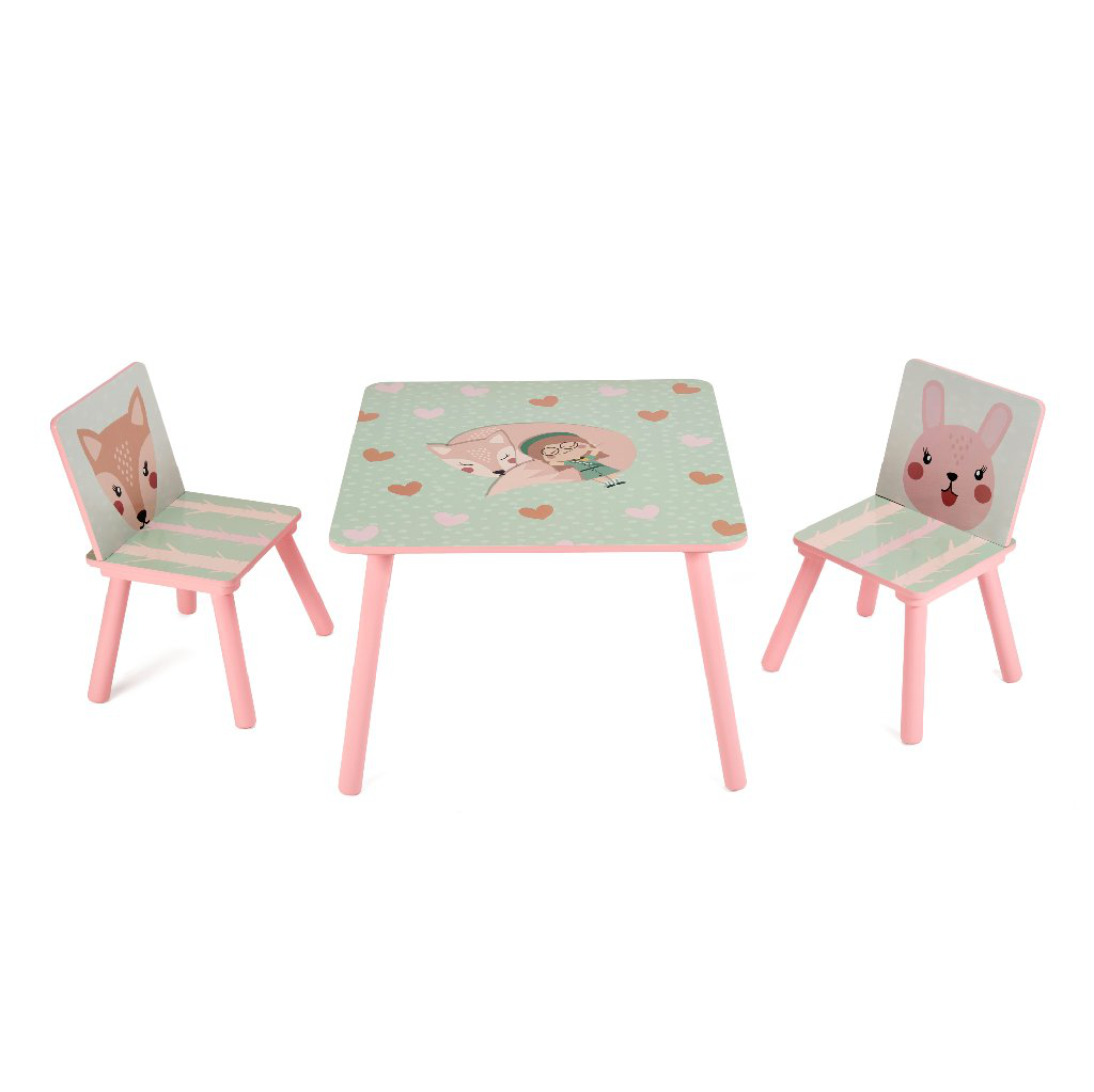 overlay_16264a06697b7410f1a3178b5e9abad4 Set 2 scaune +birou Pink Forest UGMBS06-PKF - imagine 1