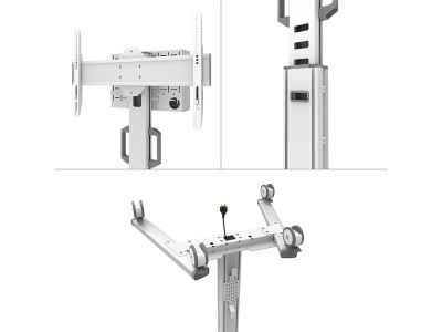Stand podea mobil Neomounts 37"-75", VESA 100x100~600x400, 70kg, fix, inaltime reglabila, alb - imagine 6