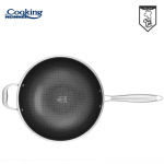 TIGAIE WOK INOX + CAPAC STICLA 30x8.5 CM, 4.5L, TITANIUM3, COOKING BY HEINNER - imagine 4