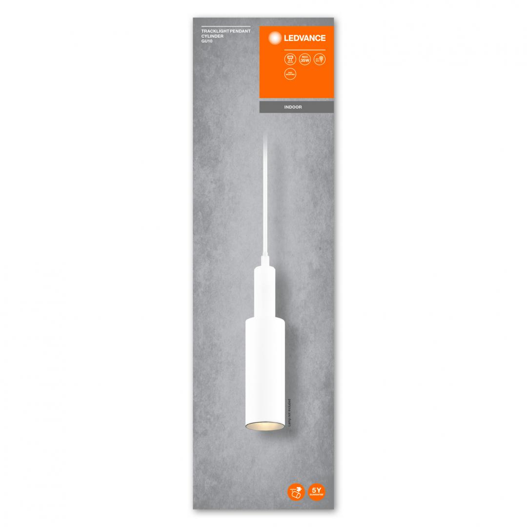overlay_1d5f8997b3599f1ada395b155b5c4589 Pendul cu montaj pe sina Ledvance TRACKLIGHT CYLINDER, 1xGU10 (neinclus), max 35W, IP20, Ø55, lungime cablu 1.5m, Alb - imagine 1