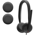 DELL WIRED HEADSET WH3024, Tech Specs: Audio (output/speaker): Speaker Size 28mm, Frequency Response 20Hz - 20kHz, Frequency Response (talk mode) 100Hz - 8kHz, Speaker Driver Sensitivity 119dB @ 1mW/1kHz, Noise cancellation Passive, User Hearing Protection: Yes, Audio (input/microphone): Noise - imagine 5