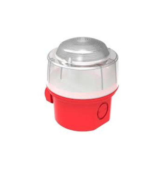 overlay_229eb4061254a82078ed0703bea39d34 Honeywell Dispozitiv de semnalizare optică cu carcasă de protecție IP 65; pentru montaj pe perete și tavan, cu culoare stroboscopică albă și bază plată; Categoria C & W; Declanșare bliț sincron; EN54-23 - imagine 1
