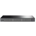 "JetStream™ 48-Port Gigabit L2+ Managed Switch with 4 10GE SFP+ Slots PORT: 48× Gigabit RJ45 Ports, 4× 10G SFP+ Slots, RJ45/Micro-USB Console Port SPEC: 1U 19-inch Rack-mountable Steel Case FEATURE: Integration with JetStream™ SDN Controller, Static Routing, OAM, sFlow, DDM, 802.1Q VLAN, QinQ