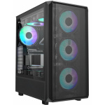 Carcasa gaming Serioux Vanguard, fara sursa, tip middle tower, capac superior cu filtru magnetic de praf, panoul lateral: sticla securizata, sasiu: SPCC 0.5T, USB2.0x2+HD Audio, USB 3.0 x1, porturi rezervate pentru ventilator:, față: 3 x ventilatoare fix de 120mm(incluse)ARGB, suportă cooler pe