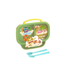 Farfurie compartimentata cu capac si lingurita si furculita, galbena, U-Grow - imagine 2