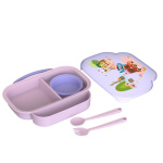 Farfurie compartimentata cu capac si lingurita si furculita, mov, U-Grow - imagine 3