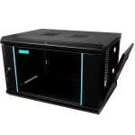 CABINET 19″ SPACER 6U 600x450mm, fixare pe perete, Flatpack (dezasamblat), Black, usa sticla cu blocare, panouri detasabile, otel 1.5mm, sarcina maxima 60Kg - imagine 3