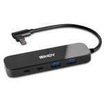 Hub Lindy 4 porturi, interfata USB 3.2 Gen2, latime de banda suportata 10 Gbps, power delivery 3.0 pana la 100W (20V 5A), chipset VL102+, GL3590, negru - imagine 3