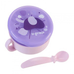 Bol 2 in 1 pentru snackuri cu lingurita, mov, U-Grow - imagine 2