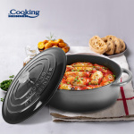 SEMIOALA  FONTA EMAILATA OVALA + CAPAC 37x29x15 CM, 9L MARBLE GREY, COOKING BY HEINNER - imagine 5