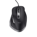 Mouse Trust Fyda cu fir, optic, interfata USB 2.0 rezolutie maxima 5000 DPI, 6 butoane, negru