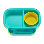 Farfurie compartimentata cu capac si lingurita si furculita, galbena, U-Grow - imagine 3