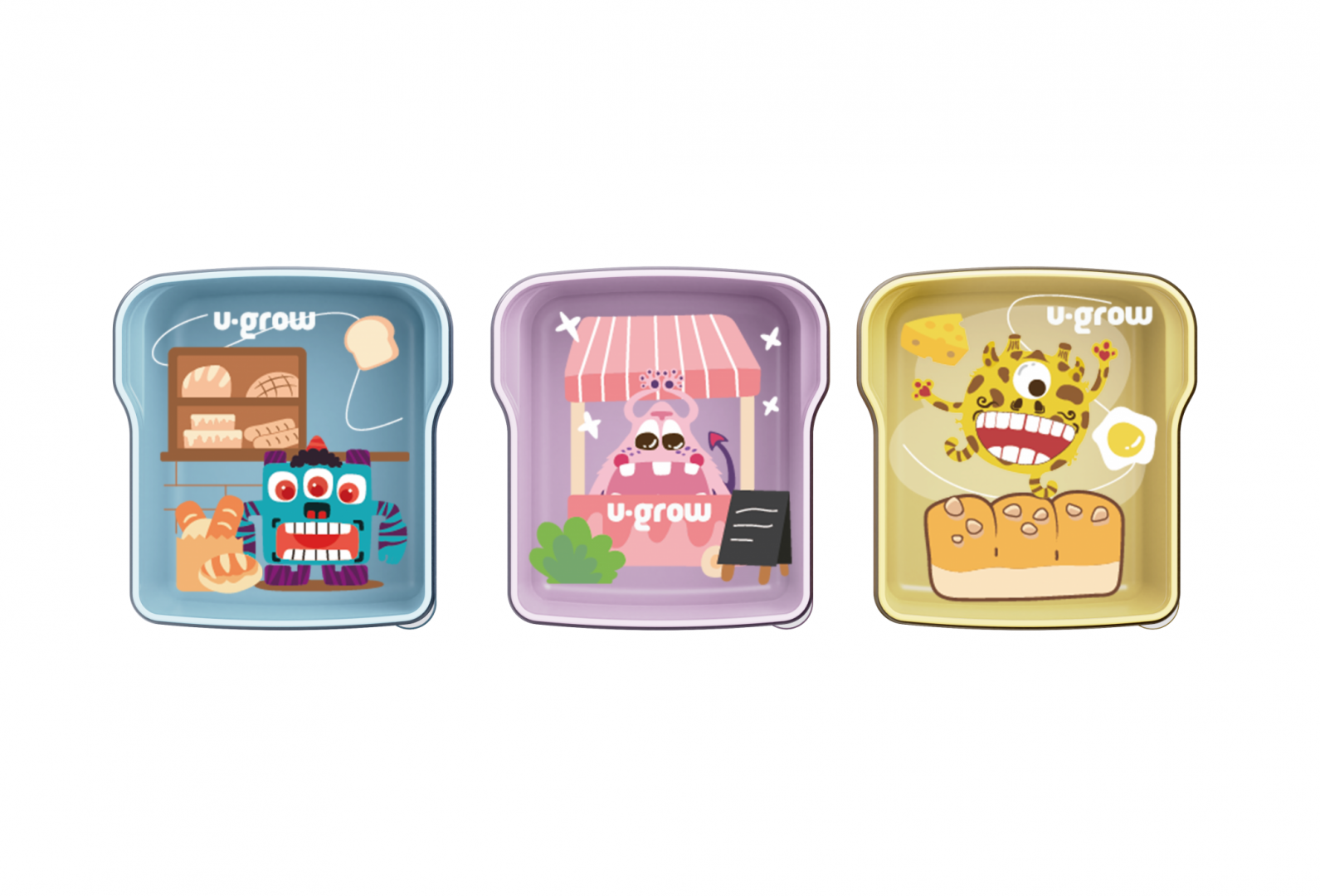 overlay_52bfdea2a821f59d74e68cf2ede8f95a Set 3 caserole multicolore U-Grow, 3 x 300ml - imagine 1