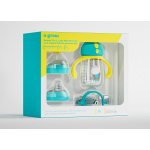 Pachet 3 in 1 cana 260 ml tritan cu 3 accesorii diferite pentru baut : tetina biberon, cioc , pai, blue, U-Grow
