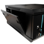 CABINET 19″ SPACER 4U 600x600mm, fixare pe perete, Flatpack (dezasamblat), Black, usa sticla cu blocare, panouri detasabile, otel 1.5mm, sarcina maxima 60Kg - imagine 4