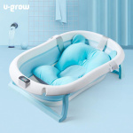 Cadita cu pernuta pentru bebelusi, termometru digital incorporat, pliabila, dop se scurgere, picioare anti-alunecare , blue, U-Grow - imagine 5