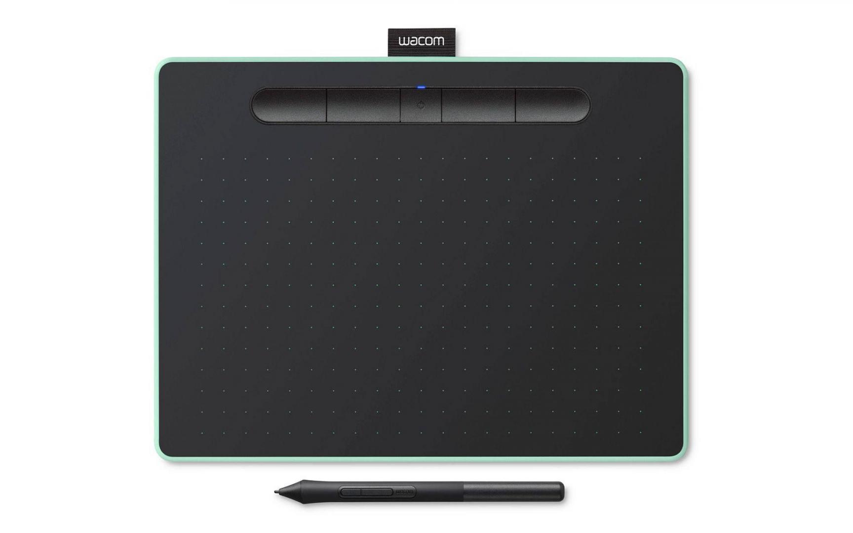 overlay_5c3e547c2471c1a1c188f7575384803b Tableta grafica Intuos M Black, cu Bluetooth, dimensiune 264x200x8.8mm, suprafata activa 216x135mm, rezolutie 2540 lpi, nivele de presiune 4096, fara multi touch, compatibilitate Windows 7, macOS X 10.11, Android 6, Chrome OS 87 sau variante mai noi - imagine 1