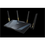 Router Wireless Asus RT-AX88U PRO; Standard rețea: WiFi 6 (802.11ax) Segment produs: Performanță AX Extremă AX6000; Rata Datelor: 802.11ax (2.4GHz): până la 1148 Mbps, 802.11ax (5GHz): până la 4804 Mbps; 4* antenă externă; Procesor: Quad-core la 2.0GHz; Memorie: 256 MB Flash, 1GB RAM; Frecvența de