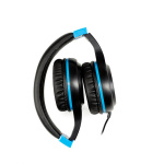 Casti cu micr. Spacer Pearl Blue, cu fir, multimedia,  2x Jack 3.5mm, microfon pe fir, driver 40mm, 20Hz - 20000Hz, pliabile, 1.8m, negru si albastru - imagine 3