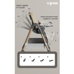 Scaun de masa cu inaltime reglabila, spatar ajustabil in 4 pozitii, pliabil, brown, U-Grow - imagine 2