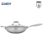 TIGAIE WOK INOX + CAPAC STICLA 30x8.5 CM, 4.5L, TITANIUM3, COOKING BY HEINNER - imagine 3