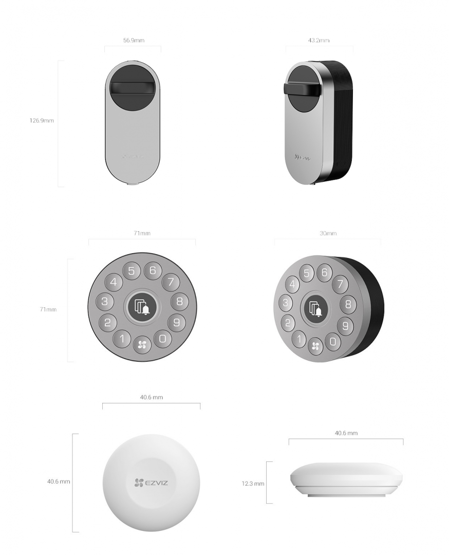overlay_6b8d97a10dd936e554c0713d4f942b28 Yala Smart Lock Ezviz CS-DL01S/DL01CP/A3-BK; Conexiune:Bluetooth ( sepoate bloca/debloca din Ezviz APP);Prin conectarea la gateway-ul de acasă A3, DL01S poate debloca de la distanță (Zigbee Connection);Alimentare: 4AA Baterii Alcaline; Temperatura si Umiditate de functionare:-25℃~55℃, 10%~95% - imagine 1