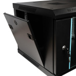 CABINET 19″ SPACER 6U 600x450mm, fixare pe perete, Flatpack (dezasamblat), Black, usa sticla cu blocare, panouri detasabile, otel 1.5mm, sarcina maxima 60Kg - imagine 4