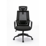 Scaun Serioux office Shark, greutate maxima suportata 150 kg, piston cu gaz clasa 4, manere fixe, tetiera reglabila, baza stea cu 5 picioare, negru - imagine 2