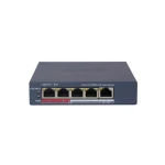 Switch PoE Hikvision DS-3E1105P-EI/M(V2), 4 × 10/100 Mbps PoE port,1 × 10/100 Mbps RJ45 port, Total PoE Power Budget 45W, Support 802.1Q VLAN, capacitate: 1.2 Gbps, alimentare: 54VDC, 0.92A, dimensiuni: 121.1 mm × 27.6 mm × 83.1 mm, greutate: 0.26kg.