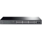 "28-Port Gigabit Easy Smart Switch with 24-Port PoE+ PORT: 24× Gigabit PoE+ Ports, 2× Gigabit Non-PoE Ports, 2×  Gigabit SFP Slots SPEC: 802.3at/af, 250 W PoE Power, 1U 19-inch Rack-mountable Steel Case FEATURE: PoE Auto Recovery, MTU/Port/Tag-based VLAN, QoS, IGMP Snooping, Web/Utility Management
