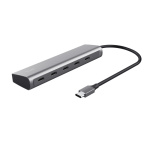 Hub Trust Halyx, 5 porturi USB-C 3.2 gen 1: 1 USB-C 100W PD port / 4 USB-C data ports, USB PD 3.0, gri - imagine 2