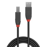 Cablu Lindy USB A la USB B Anthra Line, lungime 1m, latime de banda suportata 480Mbps, minimum band radius 16mm (0.63in), negru - imagine 2