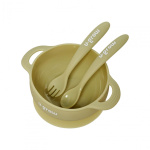 Set bol cu lingurita si furculita silicon, olive,U-Grow - imagine 2