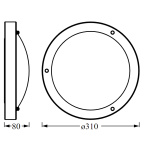 Plafoniera pentru baie Ledvance Classic Crom, E27, max. 15W LED,  metal/sticla, IP44, Ø310x80mm, bec neinclus - imagine 3