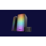 Trust GXT 611 WEZZ 2.0 Speaker Set LED  Remote control wired Controls on/off, volume control, right Connection type wired Cable length power cable 180 cm Cable length audio cable 180 cm Cable length satellite cable 120 cm  Power output (peak) 12 W Power output (RMS) 6 W Power output - satellite