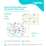 Covor de joaca pentru copii U-Grow, din spuma, pliabil, 2 fete, impermeabil, izolant, 120 x 180 x 1 cm, circuit - imagine 9