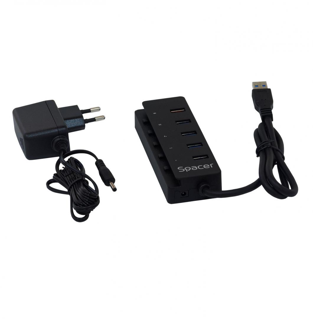 overlay_8fb09188fa7a52bb310ee8f4c02d11ff HUB extern SPACER SPH-4USB30-1QC, 4 x USB 3.0, alimentare retea - imagine 1