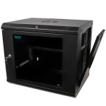 CABINET 19″ SPACER 9U 500x450mm, fixare pe perete, Flatpack (dezasamblat), Black, usa sticla cu blocare, panouri detasabile, otel 1mm, sarcina maxima 25Kg - imagine 2