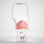 Pachet 3 in 1 cana 260 ml tritan cu 3 accesorii diferite pentru baut : tetina biberon, cioc , pai, dark pink, U-Grow - imagine 6