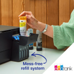 Imprimanta inkjet color CISS Epson L1230, dimensiune A4, viteza max 33ppm alb-negru, 15ppm color, rezolutie printer 5760x1440dpi, alimentare hartie 100 coli, imprimare fara margini, interfata: USB 2.0, consumabile: 103 ecotank Black, Cyan, Magenta, Yellow, C13T00S14A , C13T00S24A, C13T00S34A, - imagine 3