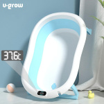 Cadita cu pernuta pentru bebelusi, termometru digital incorporat, pliabila, dop se scurgere, picioare anti-alunecare , blue, U-Grow - imagine 4