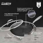 TIGAIE WOK INOX + CAPAC STICLA 30x8.5 CM, 4.5L, TITANIUM3, COOKING BY HEINNER - imagine 6