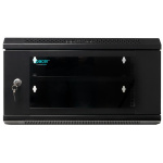 CABINET 19″ SPACER 6U 500x450mm, fixare pe perete, Flatpack (dezasamblat), Black, usa sticla cu blocare, panouri detasabile, otel 1mm, sarcina maxima 25Kg - imagine 2