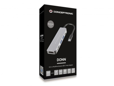 CONCEPTRONIC DONN02G 6-in-1 USB 3.2 Gen 1 Docking Station, USB 3.0 x 2, 60W USB PD, HDTV, SD, TF/MicroSD, 35.8 x 120 x 15 mm - imagine 2