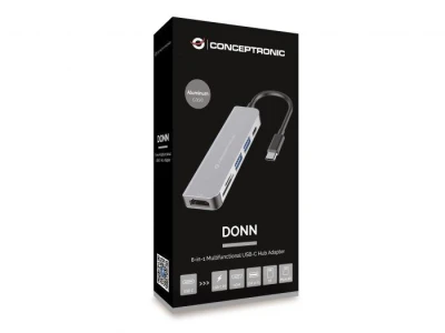 CONCEPTRONIC DONN02G 6-in-1 USB 3.2 Gen 1 Docking Station, USB 3.0 x 2, 60W USB PD, HDTV, SD, TF/MicroSD, 35.8 x 120 x 15 mm - imagine 2