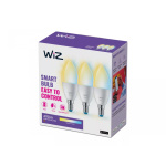 3 Becuri LED inteligente WiZ Connected Whites C37, Wi-Fi, E14, 4.9W (40W), 470 lm, lumina alba (2700-6500K), compatibil Google Assistant/Alexa/Siri