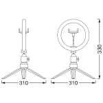 Lampa LED circulara portabila Ledvance Selfie RING, 5.5W, 250 lm, luminaalba (3000-6500K), dimabila, 1xCR2032, telecomanda, IP20, Ø200mm, Negru - imagine 3