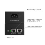 "Omada 10G PoE++ Injector Adapter PORT: 1× 10Gbps PoE Port, 1× 10Gbps Non-PoE Port SPEC: 802.3bt/at/af Compliant, 90 W PoE Power, Data and Power Carried over the same cable, Steel Case" - imagine 3